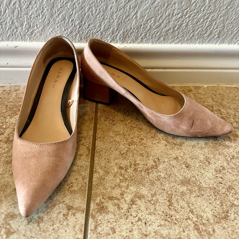 ZARA Suede Nude Heels